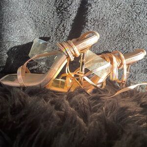 Aldo Shimmering Gold Strappy Heels
